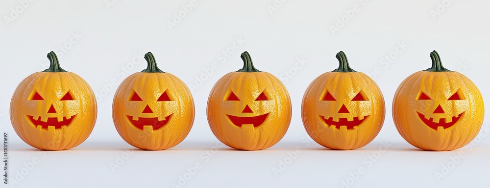 Fototapeta premium Halloween Jackolanterns row.