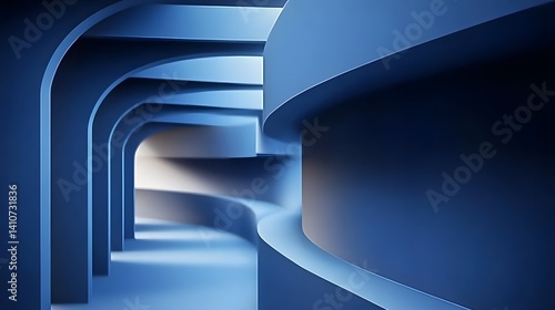 Wallpaper Mural Abstract Blue Architectural Design Modern Interior Space Torontodigital.ca