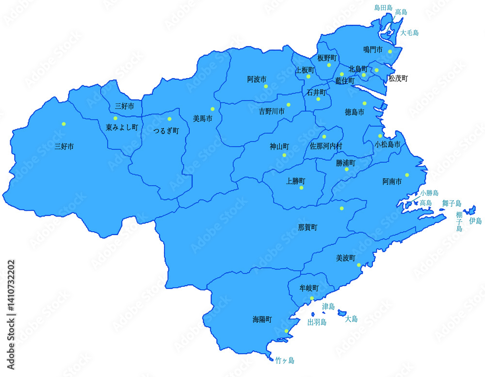 徳島県 地図 ブルー 斑点 イラスト 徳島県 地図 ブルー 斑点 イラスト
