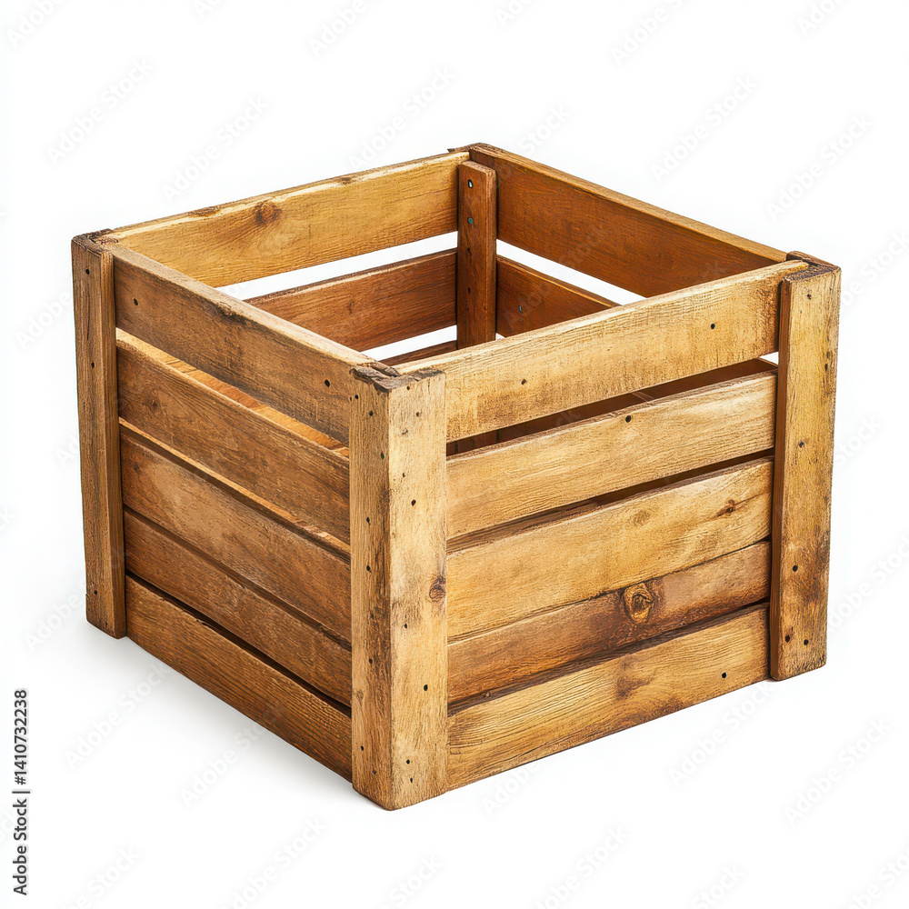Empty wooden crate box container isolated on white background Empty wooden crate box container isolated on white background