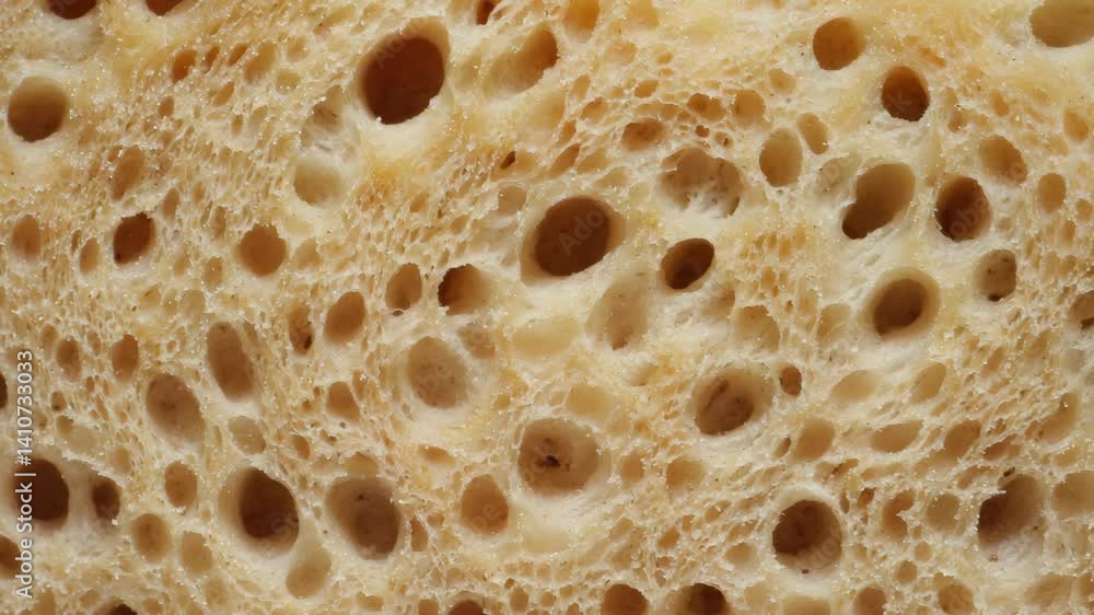 Macro Detail of Bread Crumb Texture with Holes and Uneven Surface, Close-up Macro Detail of Bread Crumb Texture with Holes and Uneven Surface, Close-up