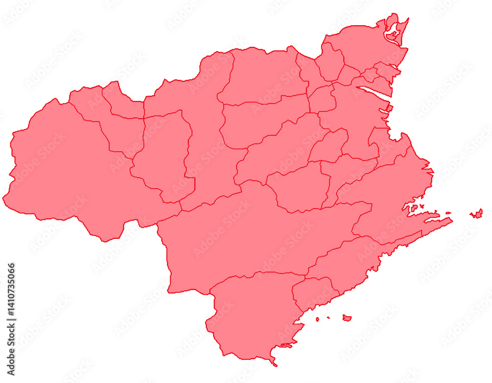 Naklejka premium 徳島県 地図 赤 イラスト