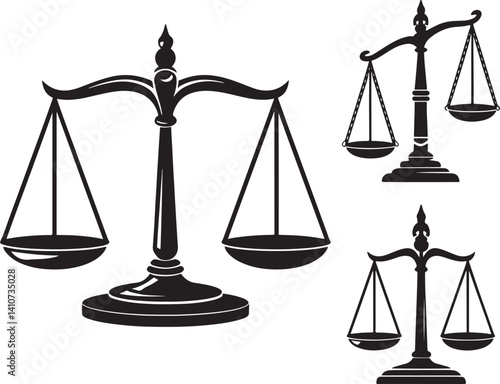 Scales of justice set vector illustration isolated On Transparent Background