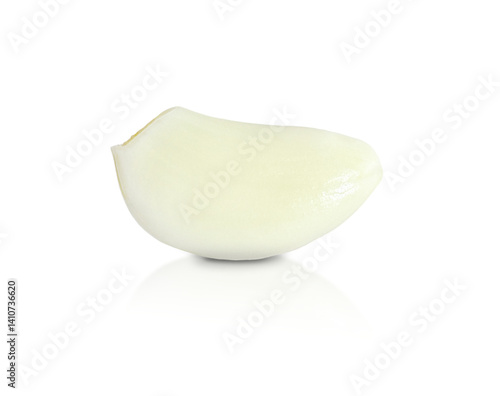 Single peeled garlic clove isolated on transparent background, fresh and aromatic with smooth natural texture.