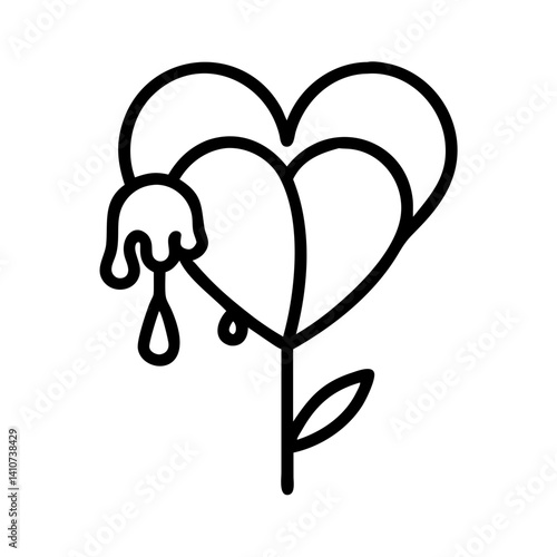 bleeding heart flower line drawn vector art - illustration bleeding heart flower isolated transparent background