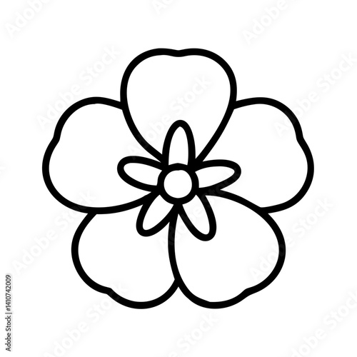 pansy flower line drawn vector art - illustration pansy flower isolated transparent background