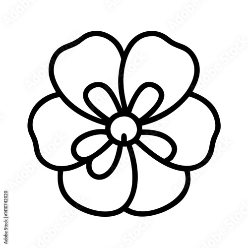 pansy flower line drawn vector art - illustration pansy flower isolated transparent background