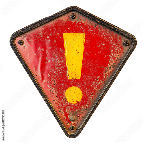 Rusty road warning sign