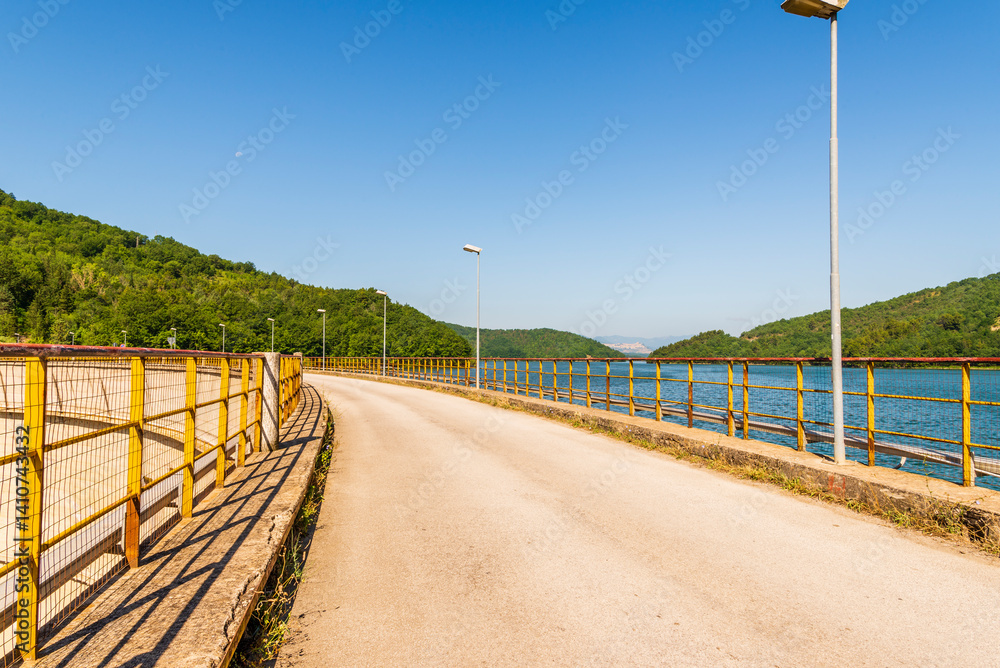 lake pertusillo and its dam, Val d'Agri, Potenza province, Basilicata lake pertusillo and its dam, Val d'Agri, Potenza province, Basilicata