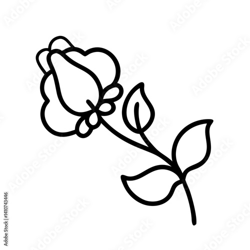 sweet pea flower line drawn vector art - illustration sweet pea flower isolated transparent background