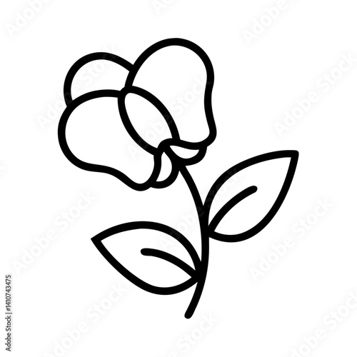 sweet pea flower line drawn vector art - illustration sweet pea flower isolated transparent background