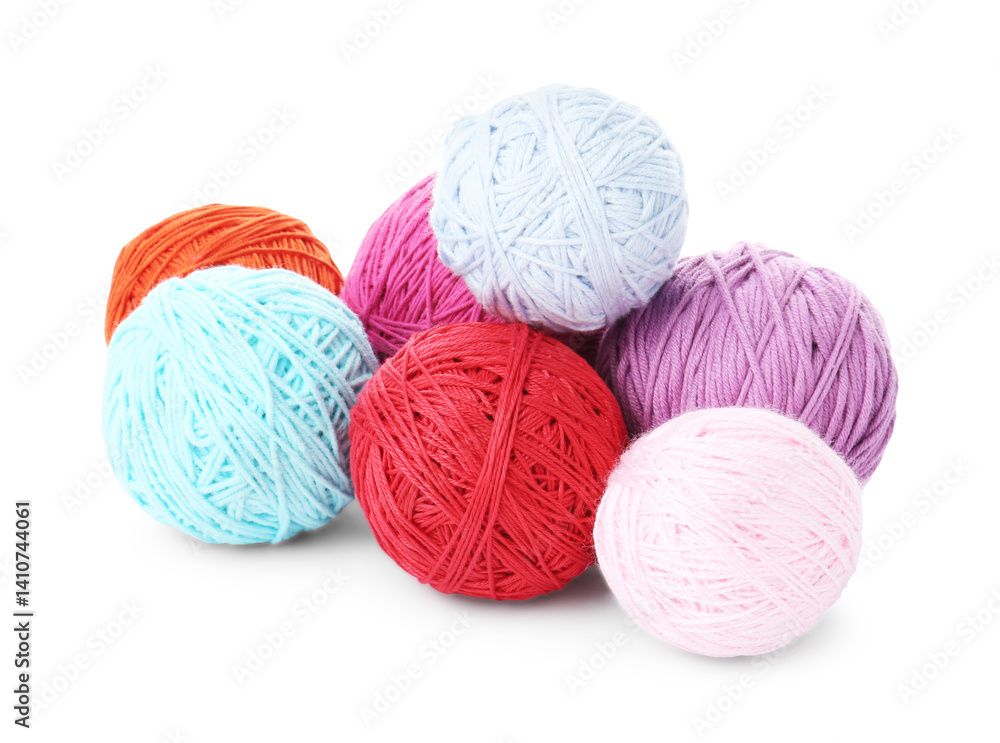 Balls of colorful yarns isolated on white Balls of colorful yarns isolated on white