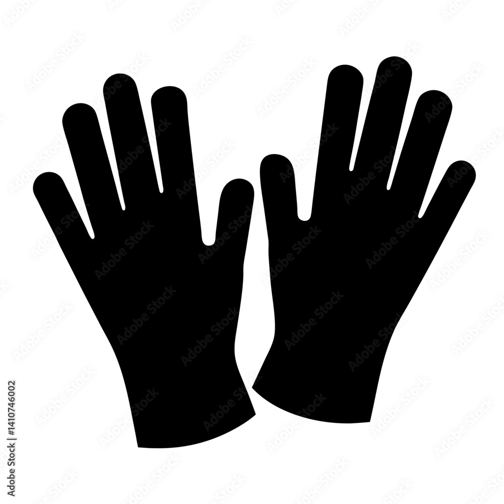 Protective Gloves Icon Two Black Gloves Side by Side with Fingers Extended Protective Gloves Icon Two Black Gloves Side by Side with Fingers Extended