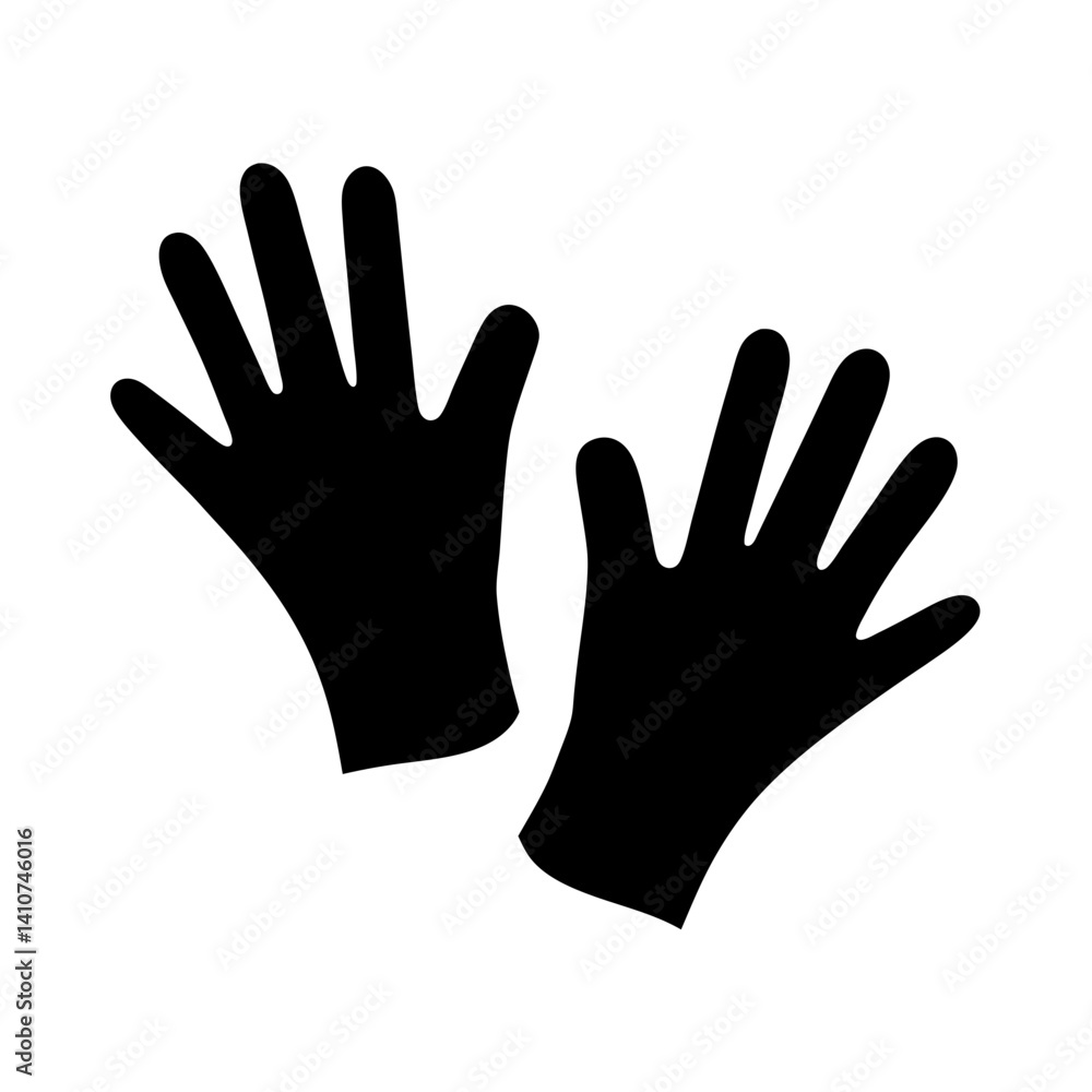 Protective Gloves Icon Two Black Gloves Side by Side with Fingers Extended Protective Gloves Icon Two Black Gloves Side by Side with Fingers Extended
