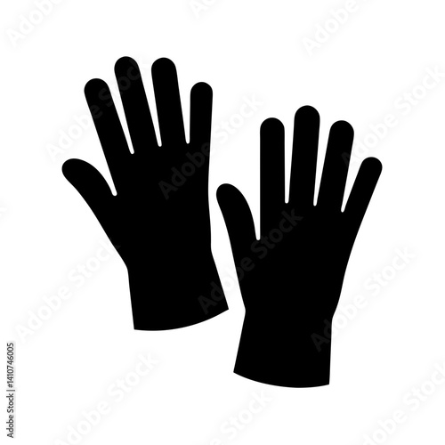Protective Gloves Icon Two Black Gloves Side by Side with Fingers Extended