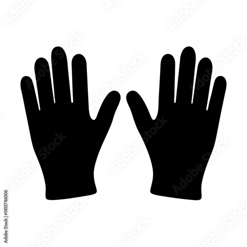 Protective Gloves Icon Two Black Gloves Side by Side with Fingers Extended