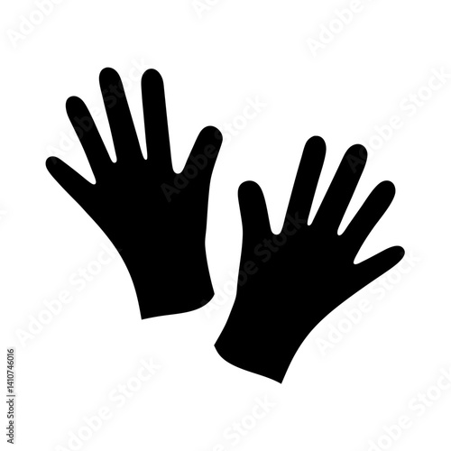 Protective Gloves Icon Two Black Gloves Side by Side with Fingers Extended