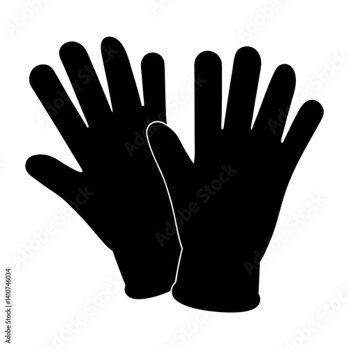 Protective Gloves Icon Two Black Gloves Side by Side with Fingers Extended