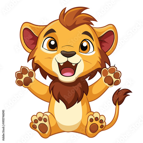 Cute cartoon lion cub