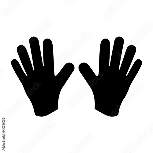Protective Gloves Icon Two Black Gloves Side by Side with Fingers Extended