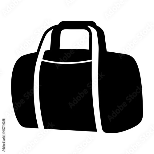 Silhouette of a classic black duffel bag perfect for sports or travel