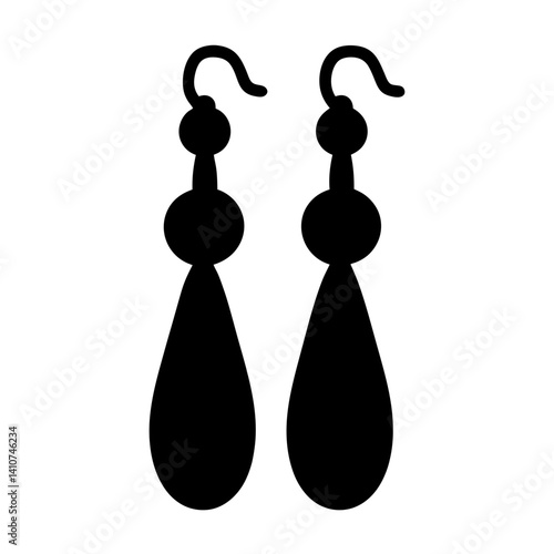 Pair of Oval Hoop Earrings in Simple Black Silhouette Style Graphic