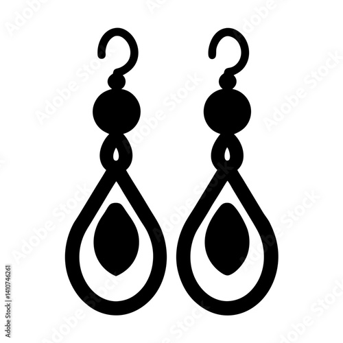 Pair of dangling tear drop earrings with ornate circle design elements