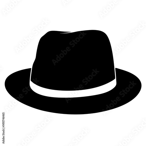 Silhouette of a classic fedora hat with a contrasting hatband