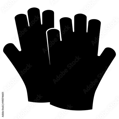Pair of black protective gloves, industrial safety handwear for workers and sports