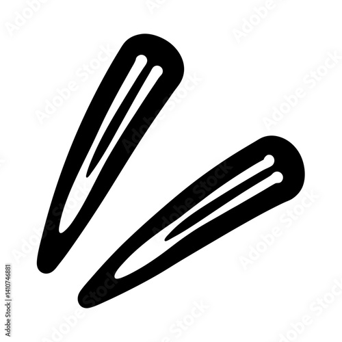 Two black hair clips on a white background, top view flat lay