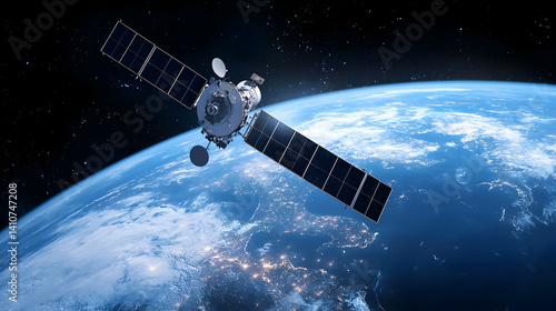 Obraz na płótnie Satellite In Orbit Above Earth w salonie