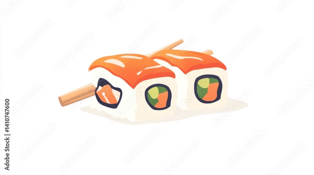 Delicious Sushi Rolls with Chopsticks Perfect for Culinary and Food Themes Delicious Sushi Rolls with Chopsticks Perfect for Culinary and Food Themes