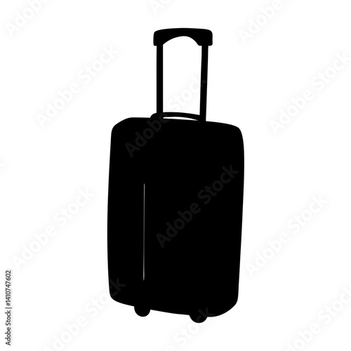 Silhouette of a modern rolling suitcase ready for travel and adventure