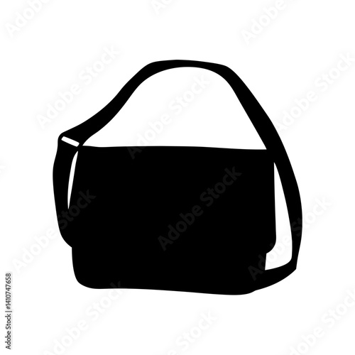 Black shoulder bag silhouette with a strap isolated on a white background