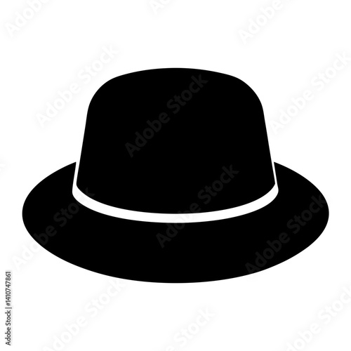 Sleek and classic bowler hat illustration with a distinct white band accent