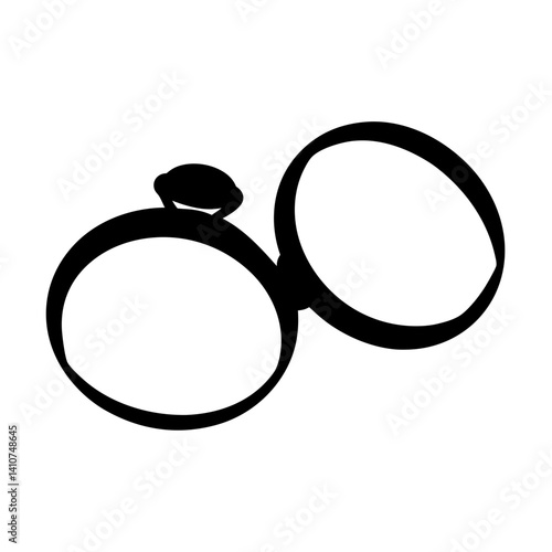 Silhouette of an open locket showing an oval shape with one side open