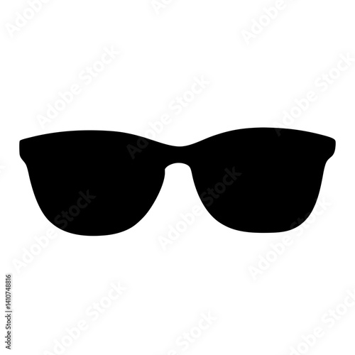 Silhouette of black sunglasses with curved lenses and a thick frame