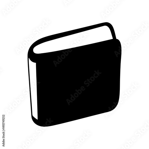 Stylized graphic book illustration with bold black silhouette and white page edge