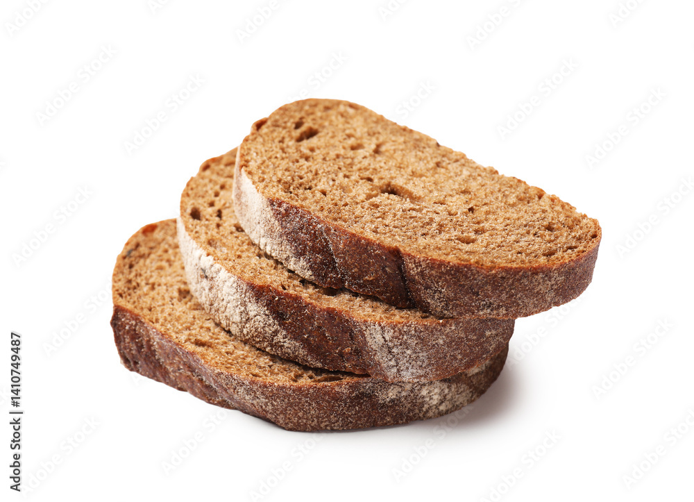 Pieces of fresh bread isolated on white Pieces of fresh bread isolated on white