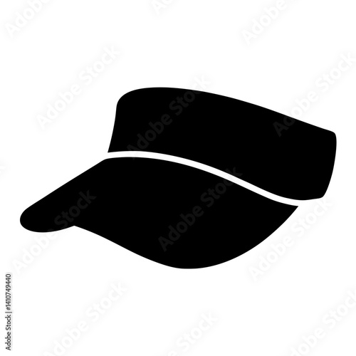 Simple illustration of a black visor cap, sporty and minimalist design