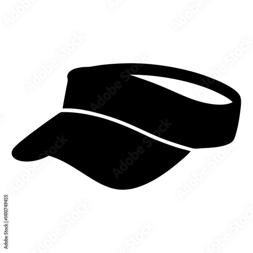 Black visor hat casting a shadow on a white background surface