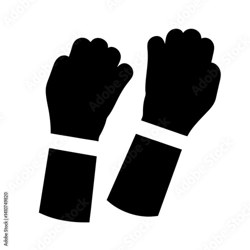 Black silhouette of two clenched fists with wristbands ready to fight