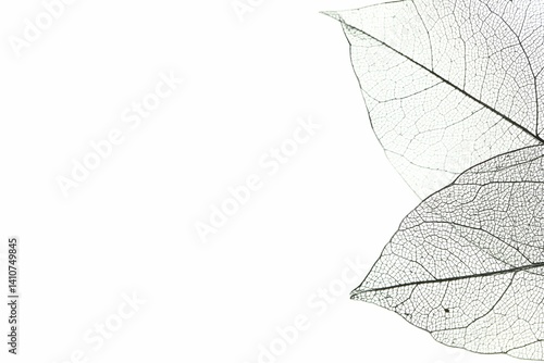 Obraz na płótnie Beautiful skeleton leaves on light background, macro view. Space for text w salonie