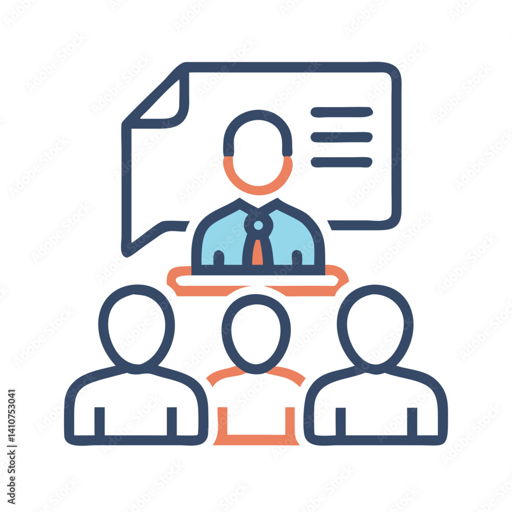 Business Meeting Icon Representing Client Presentation and Professional Discussion Business Meeting Icon Representing Client Presentation and Professional Discussion