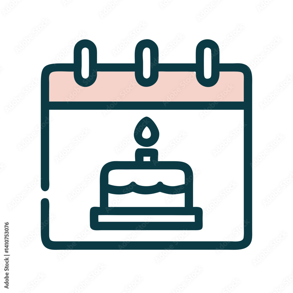 Calendar Icon Representing Birthday Date and Special Occasion Calendar Icon Representing Birthday Date and Special Occasion
