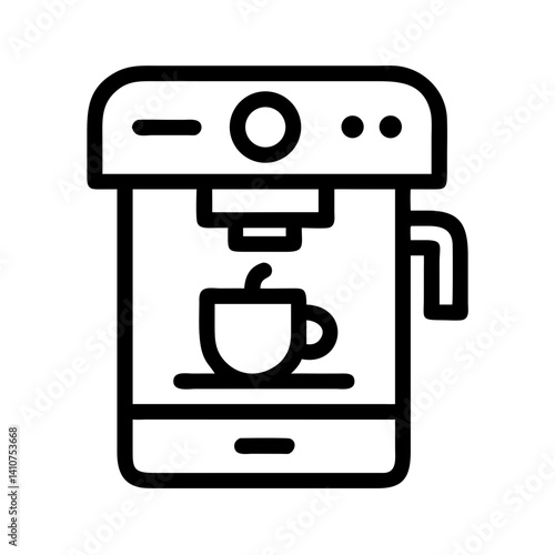 Coffee Machine Icon Representing Smart Beverage Preparation and Coffee Making