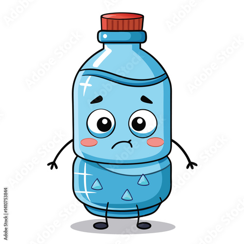 Sad cartoon water bottle