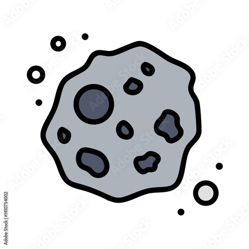 Cratered Asteroid Icon Representing Space Object and Celestial Exploration