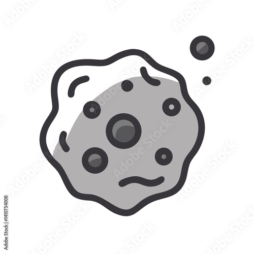 Cratered Asteroid Icon Representing Space Object and Celestial Exploration