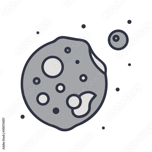 Cratered Asteroid Icon Representing Space Object and Celestial Exploration